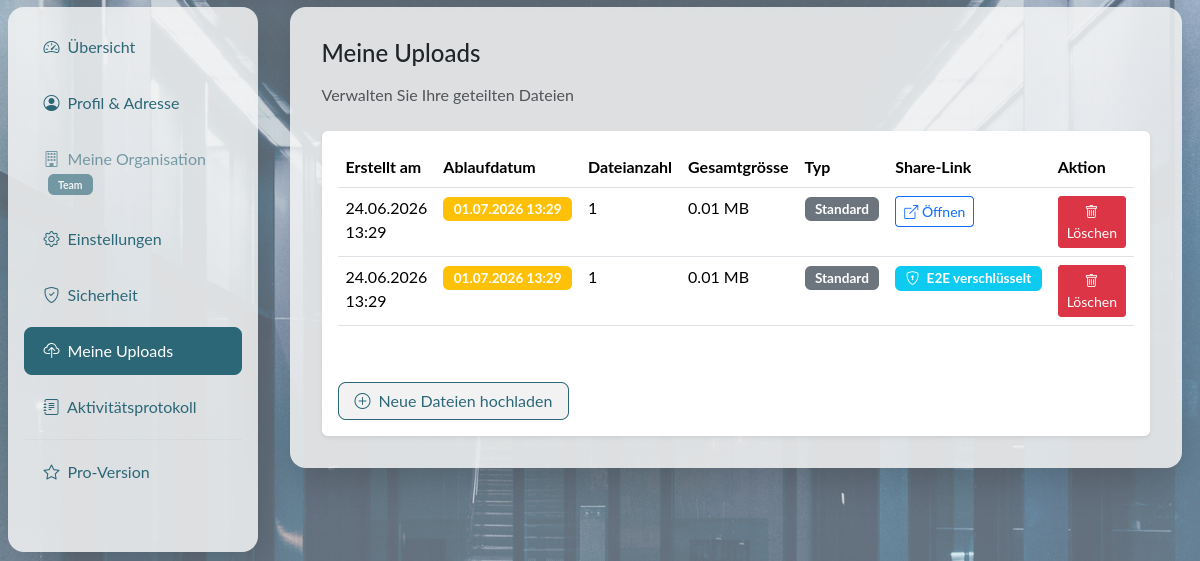 Upload-Verwaltung
