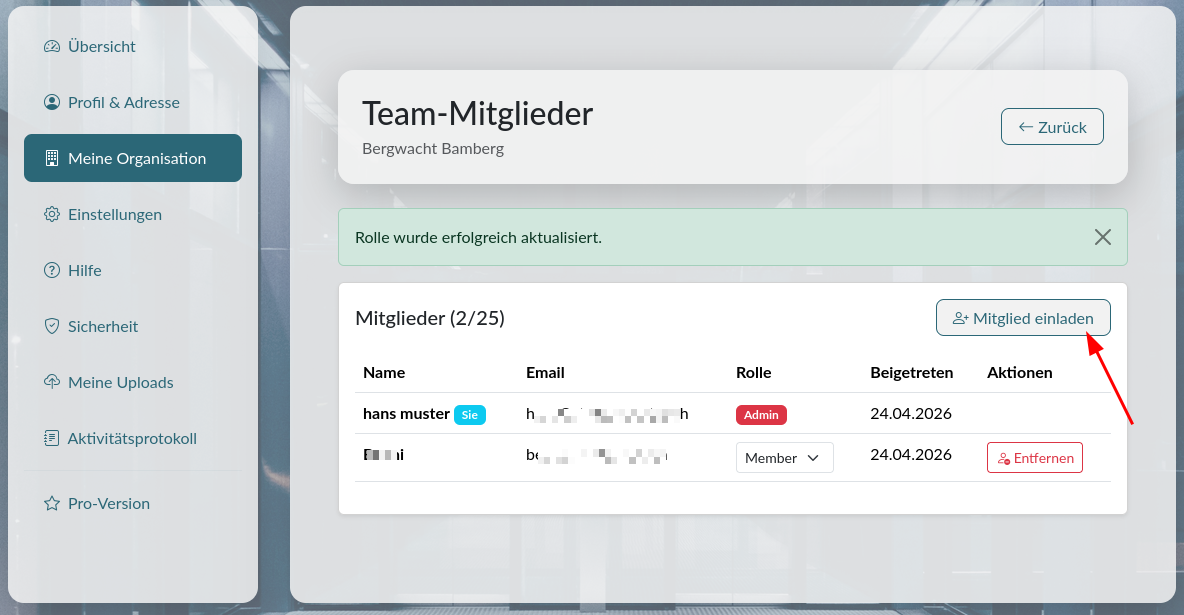 Mitglieder einladen